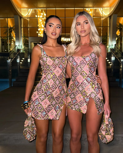 Sequin Crystal Dress Rose