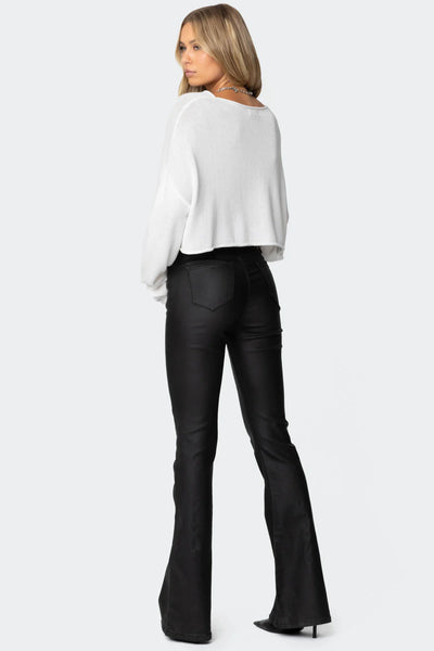 Gaby Faux Leather Flare Jeans