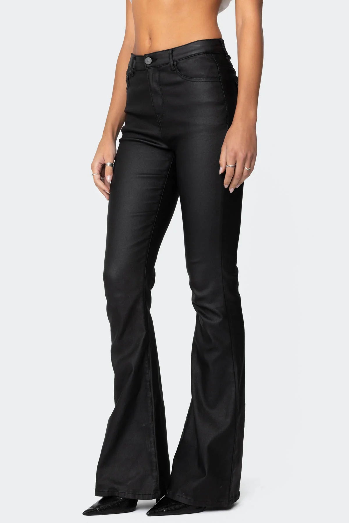 Gaby Faux Leather Flare Jeans