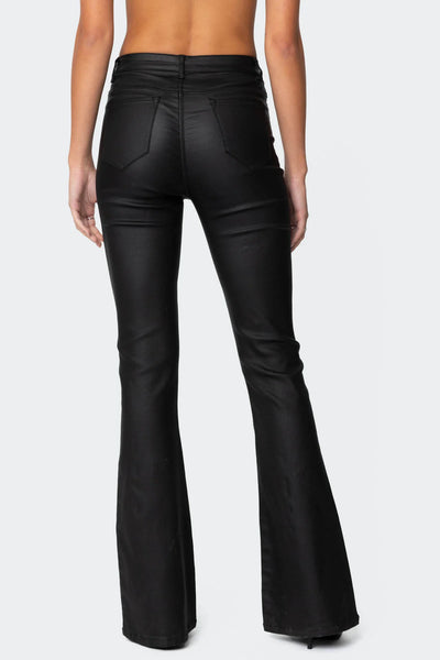 Gaby Faux Leather Flare Jeans