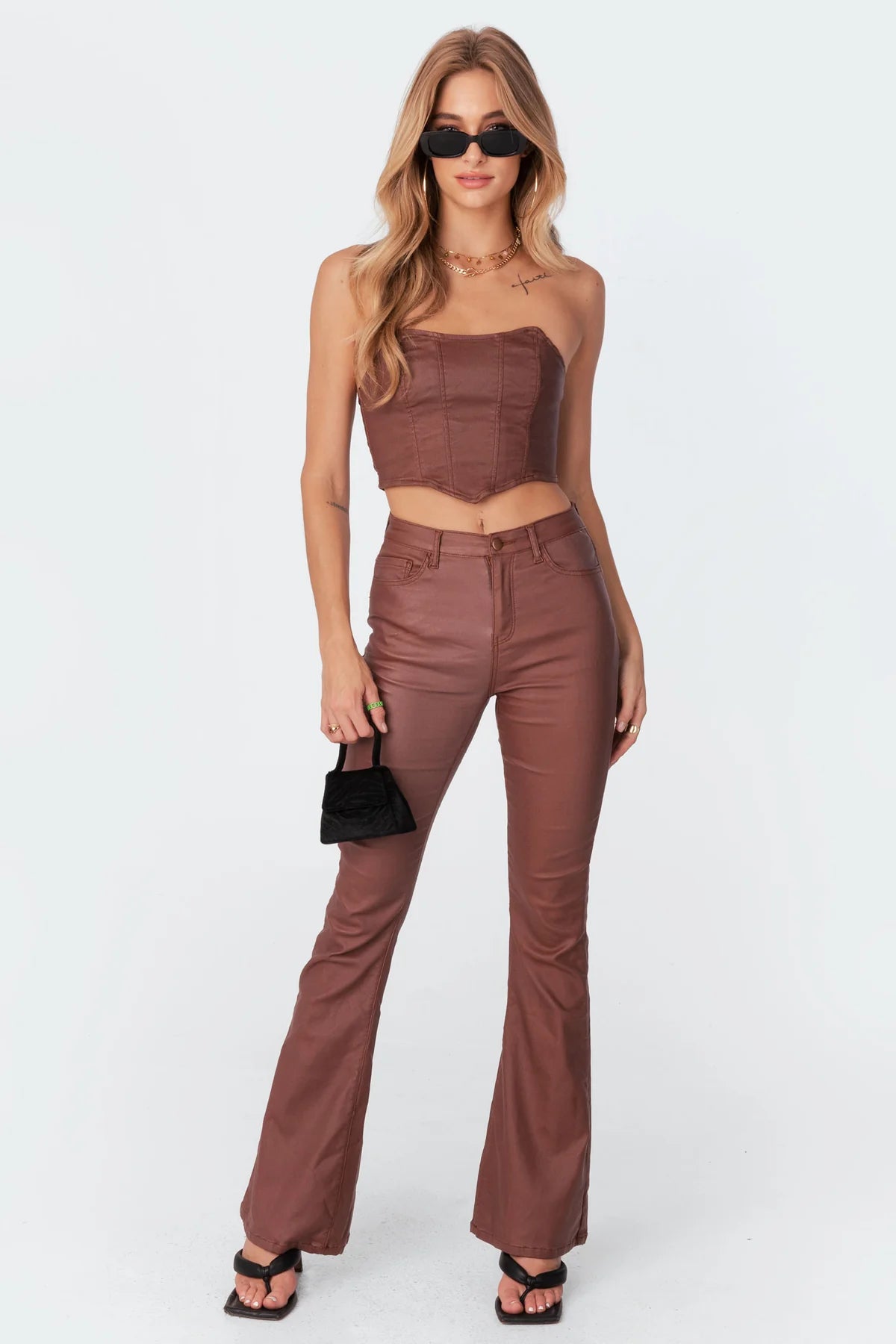 Gaby Faux Leather Flare Jeans