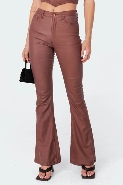 Gaby Faux Leather Flare Jeans