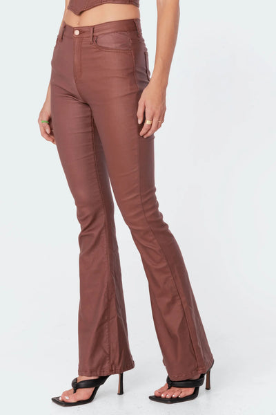 Gaby Faux Leather Flare Jeans