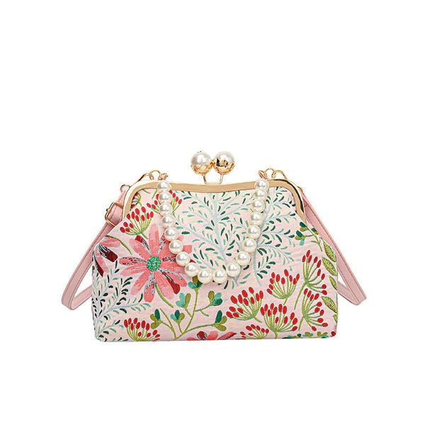 Floral |  Handbag in Vintage Style with Floral Embroidery