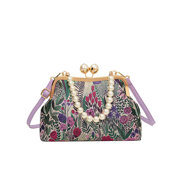 Floral |  Handbag in Vintage Style with Floral Embroidery